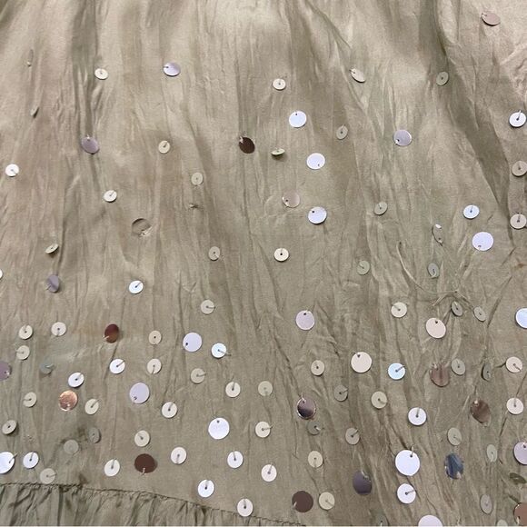 Vintage H&M silk Sage Green Midi Skirt with Sequins‎ Size 14 - Picture 5 of 8